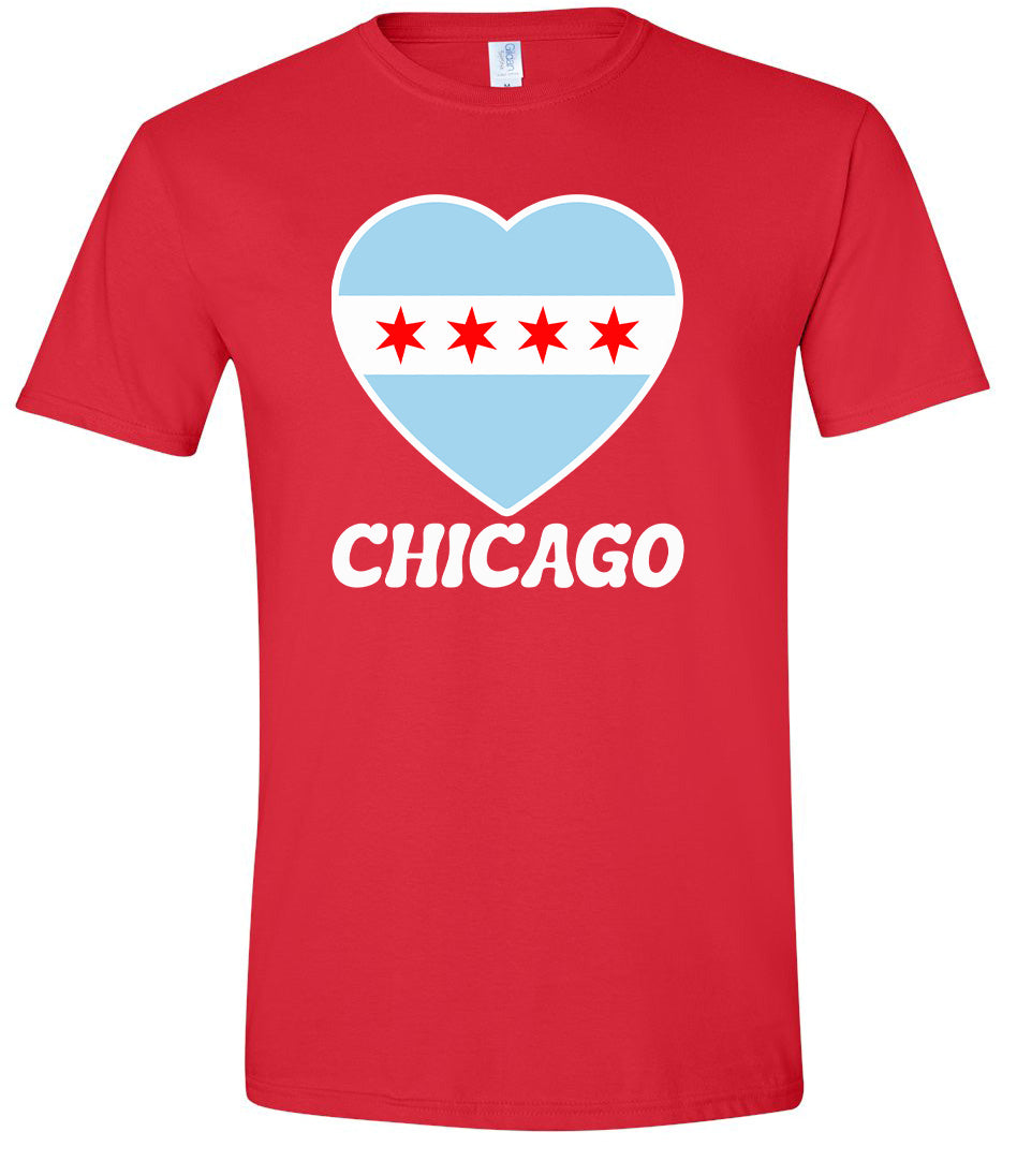 Chicago Heart Flag Adult Gildan Soft Shirt