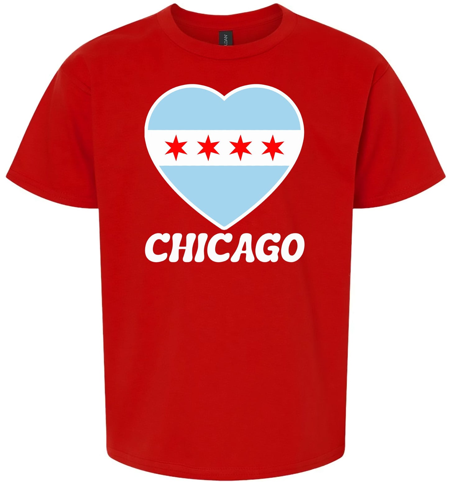 Chicago Heart Flag Children's Gildan Soft Shirt