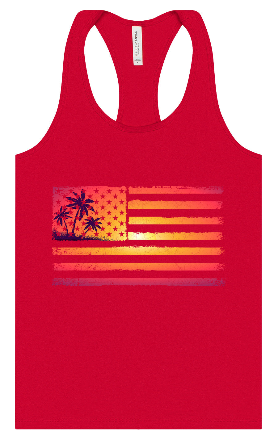 Beach American Flag Women's Racerback Tank
