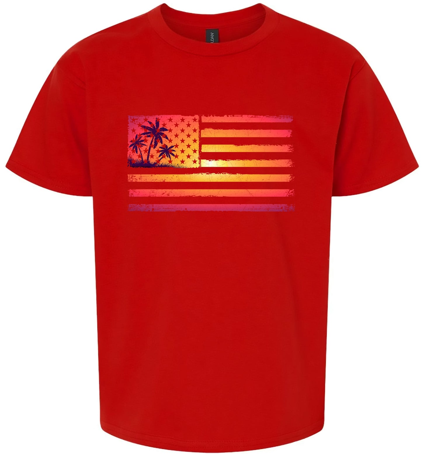 Beach American Flag Children's Gildan Soft Shirt