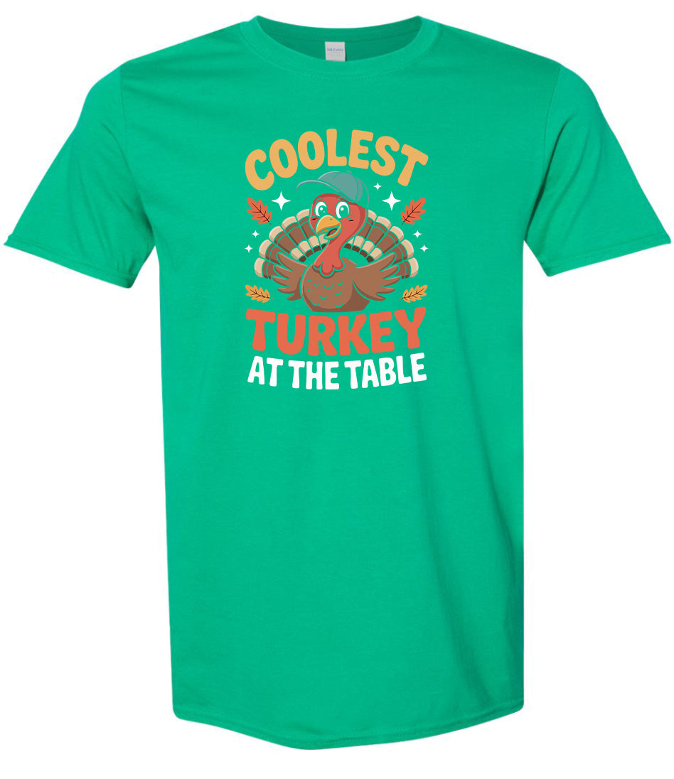 Coolest Turkey at the Table Adult Gildan Soft Shirt