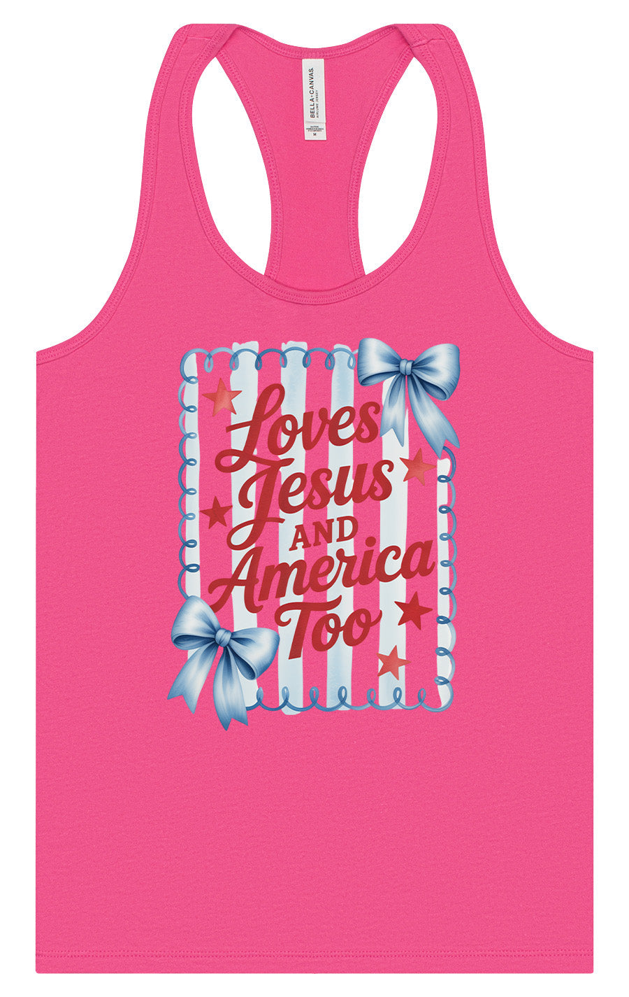 Loves Jesus and America Too Women's Racerback Tank