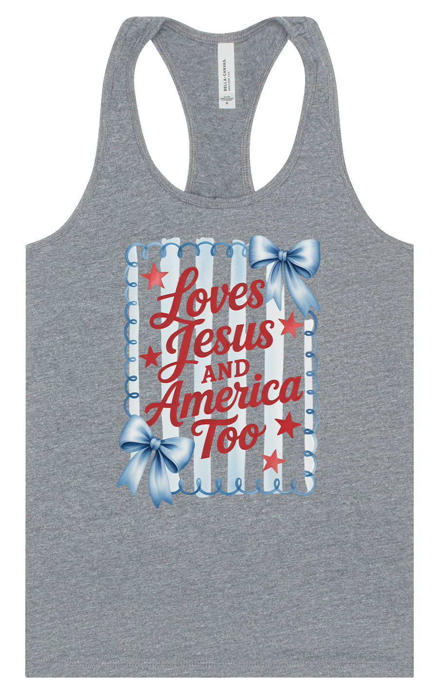 Loves Jesus and America Too Women's Racerback Tank