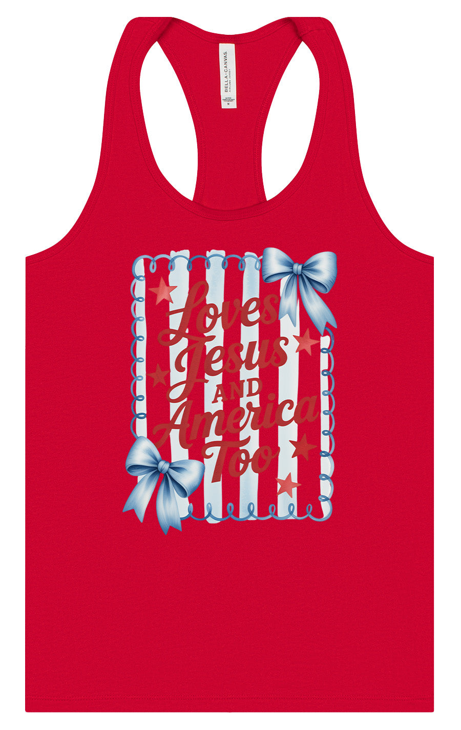 Loves Jesus and America Too Women's Racerback Tank