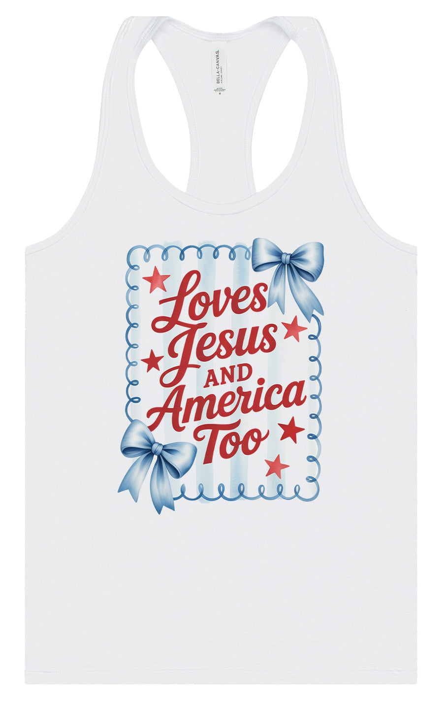 Loves Jesus and America Too Women's Racerback Tank