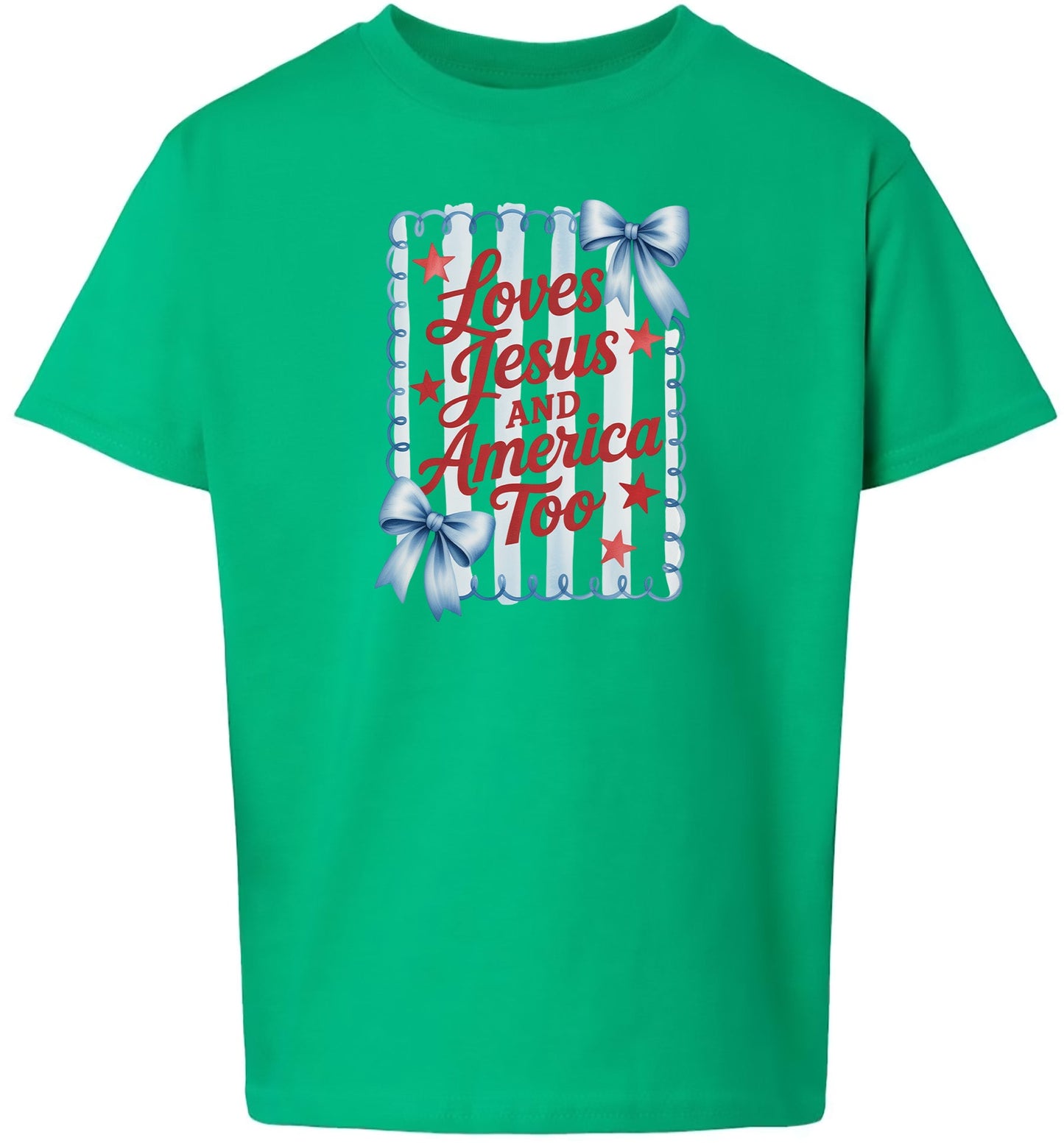 Loves Jesus and America Too Children's Gildan Soft Shirt
