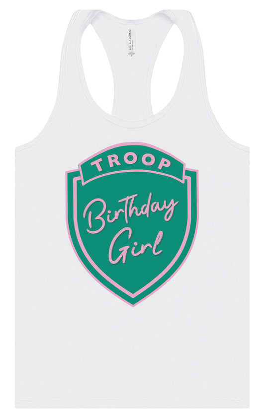 Troop Birthday Girl Women's Racerback Tank