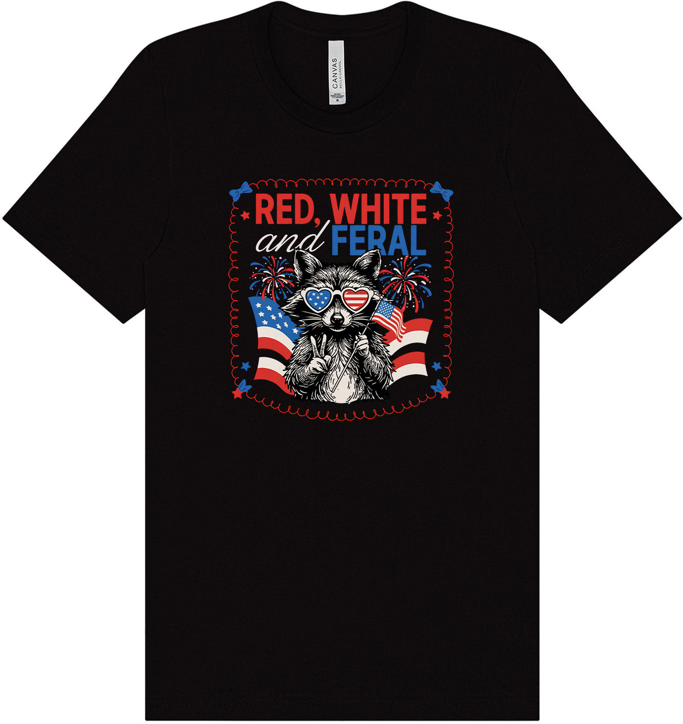 Red, White, Feral Adult Bella Canvas Shirt
