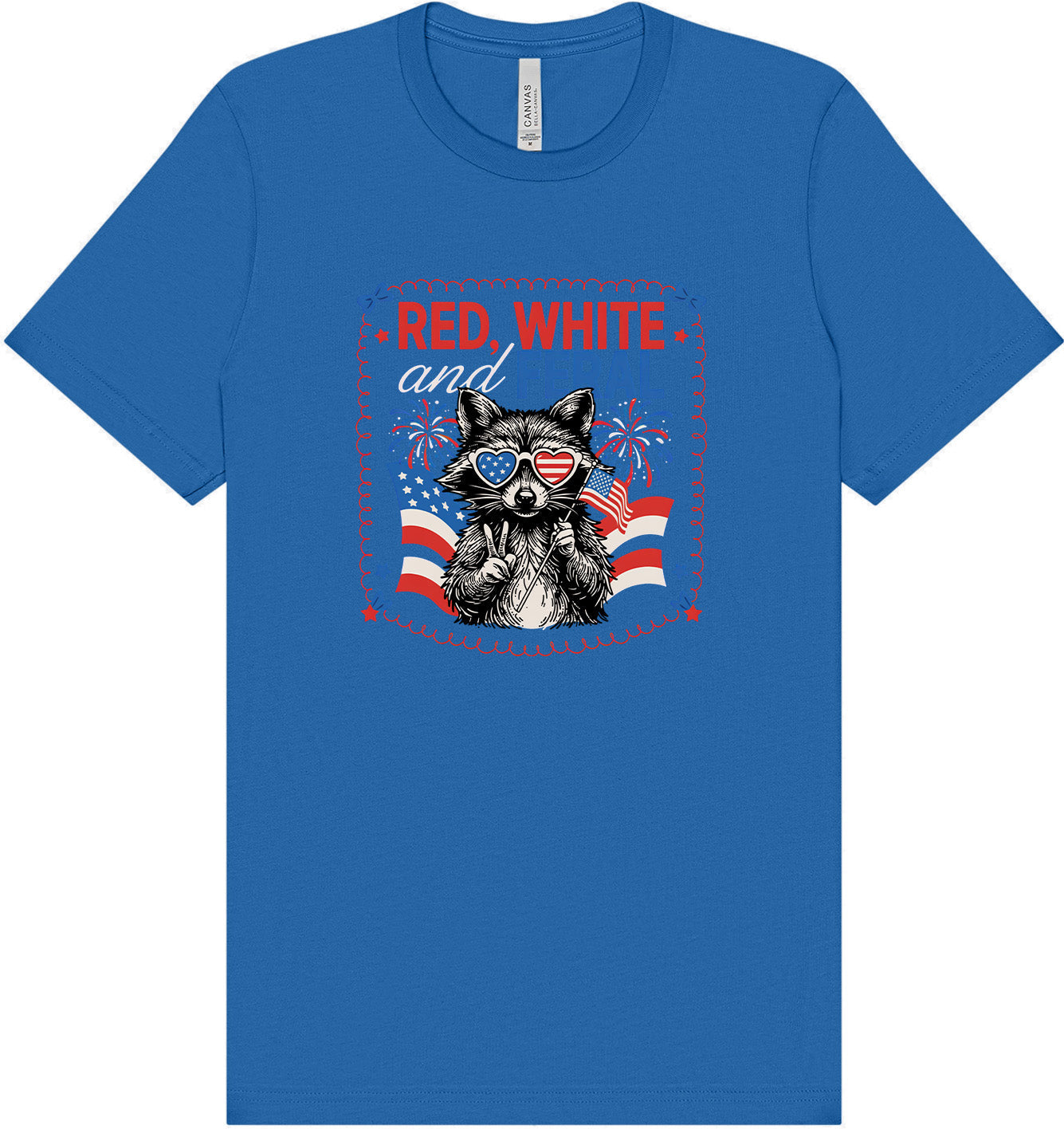 Red, White, Feral Adult Bella Canvas Shirt