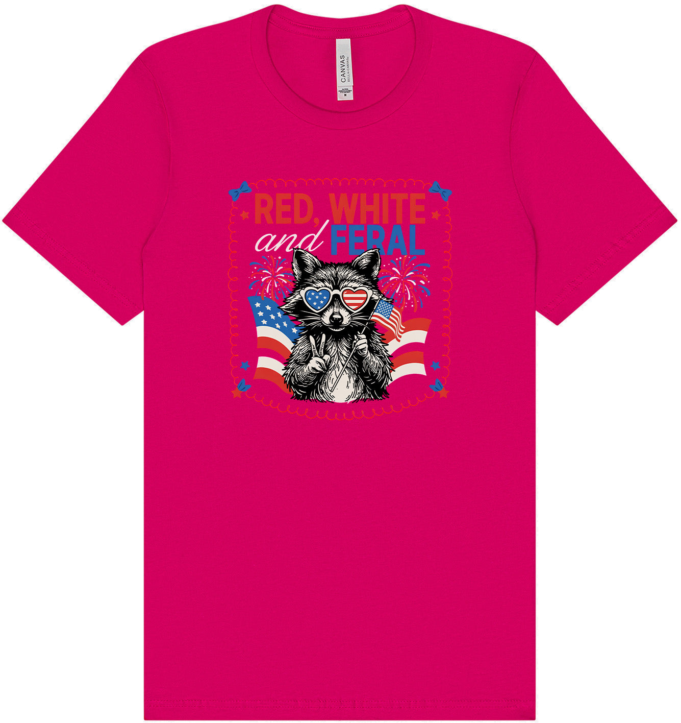 Red, White, Feral Adult Bella Canvas Shirt