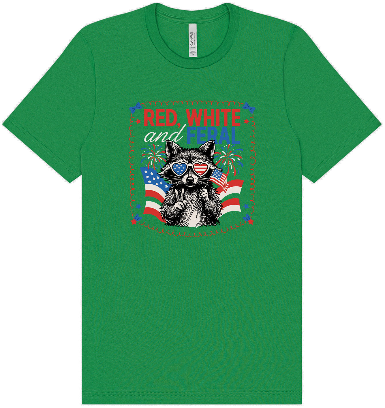 Red, White, Feral Adult Bella Canvas Shirt