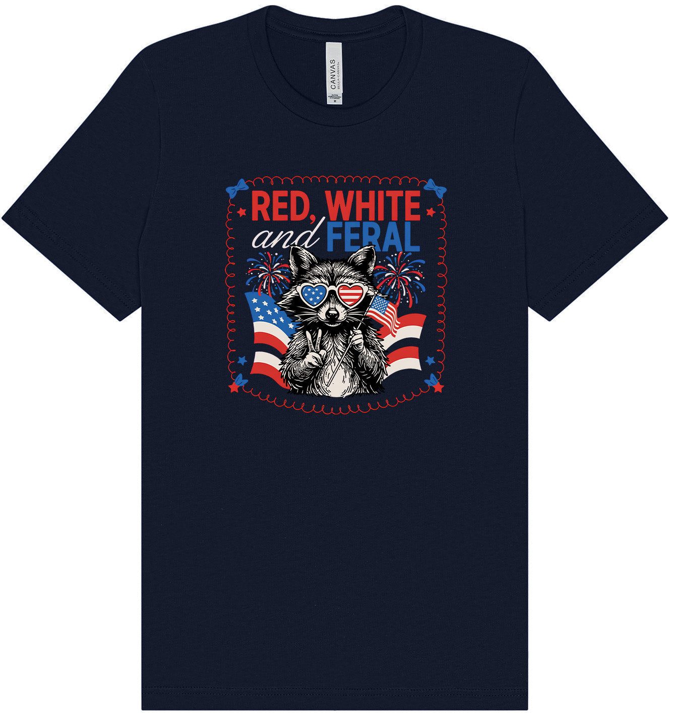 Red, White, Feral Adult Bella Canvas Shirt