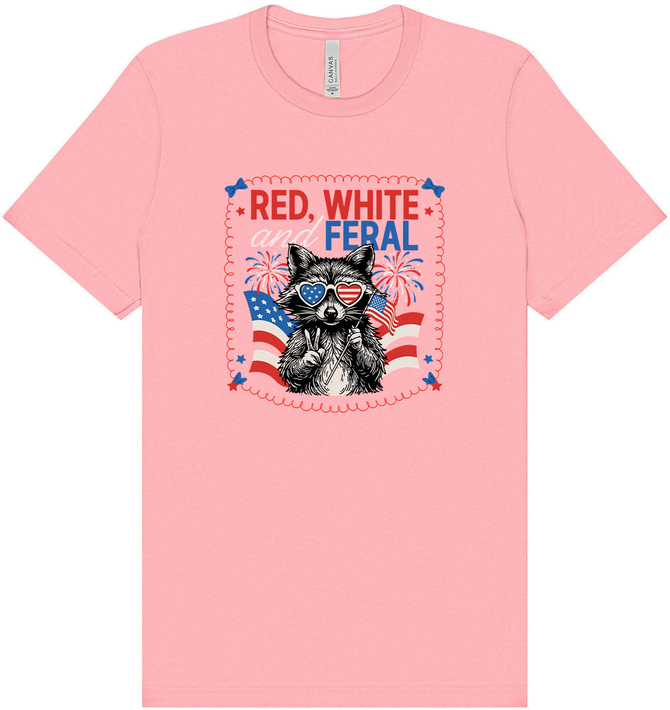 Red, White, Feral Adult Bella Canvas Shirt
