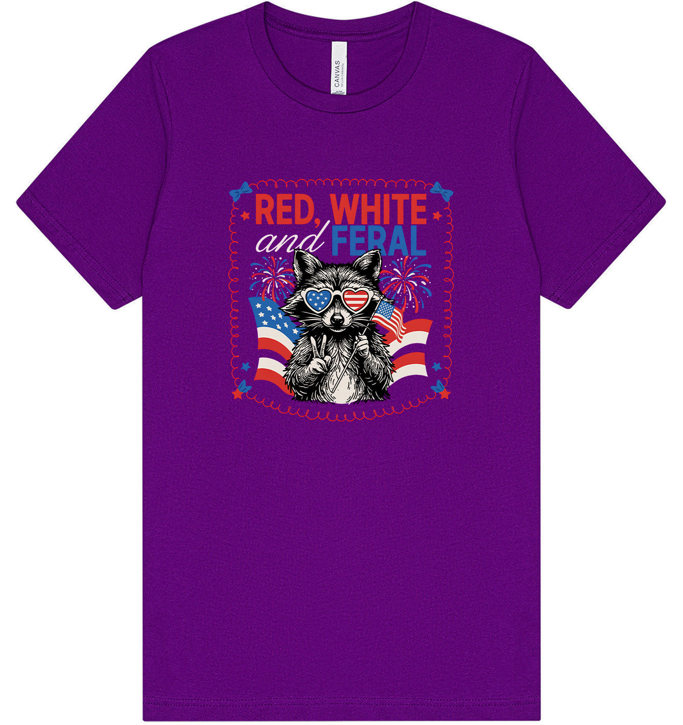 Red, White, Feral Adult Bella Canvas Shirt