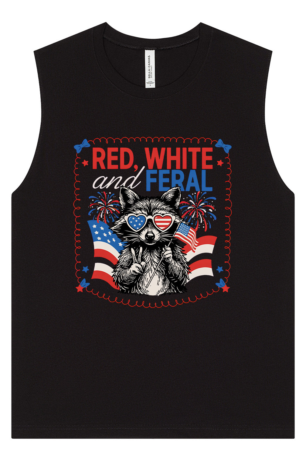 Red, White, Feral Muscle Tank