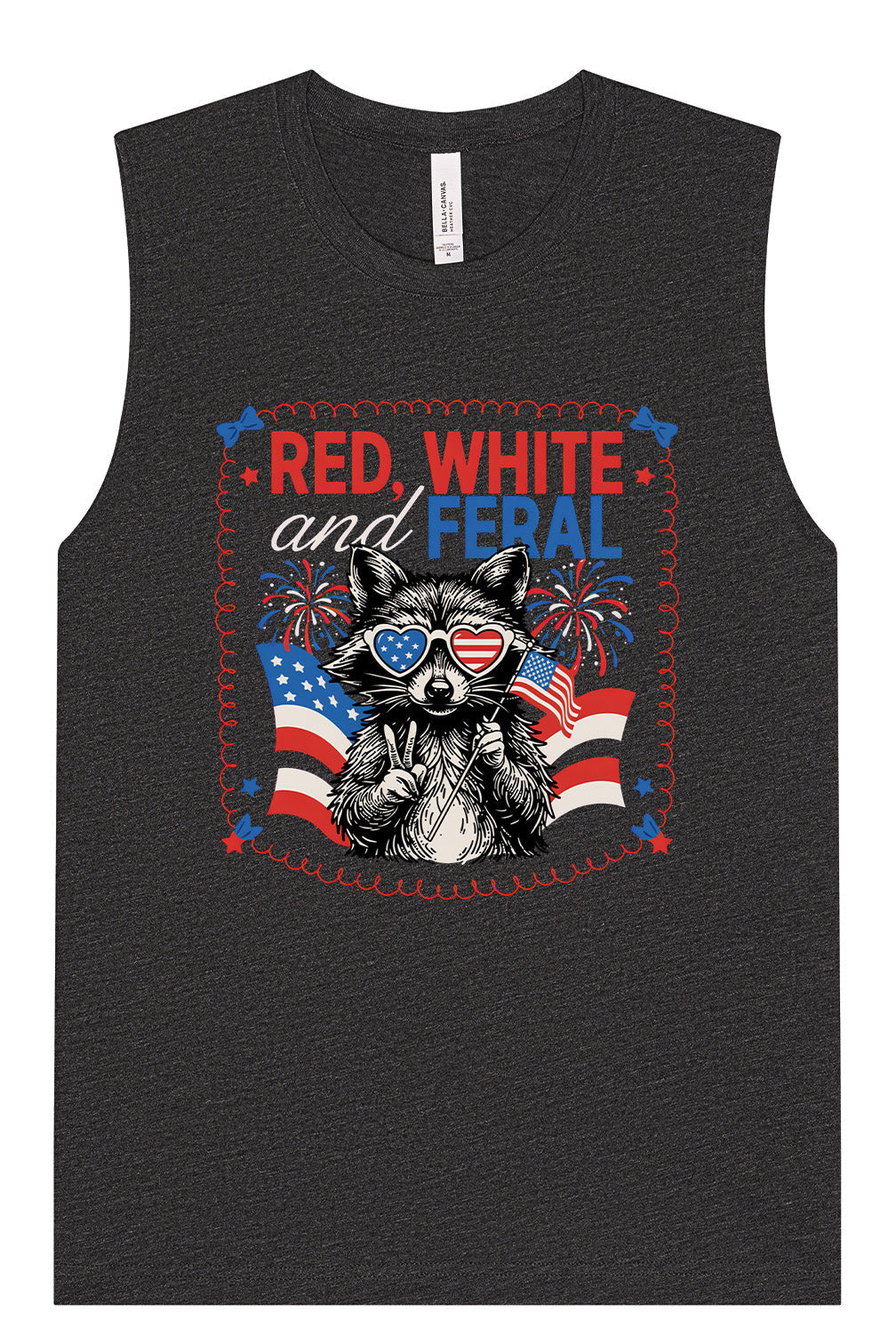 Red, White, Feral Muscle Tank
