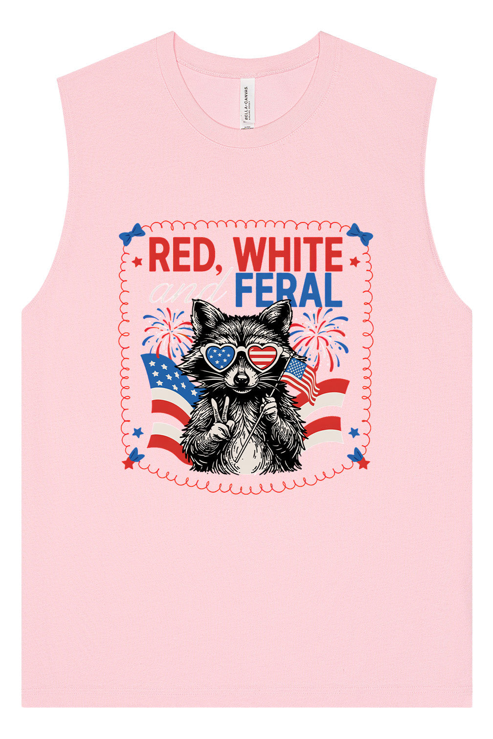 Red, White, Feral Muscle Tank