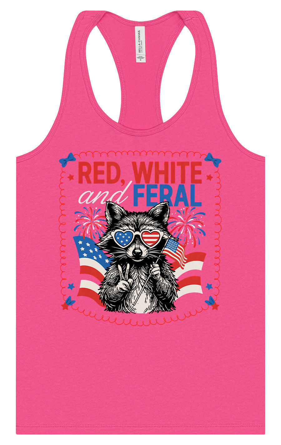 Red, White, Feral Women's Racerback Tank