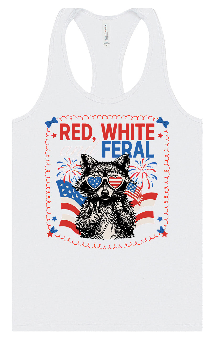 Red, White, Feral Women's Racerback Tank