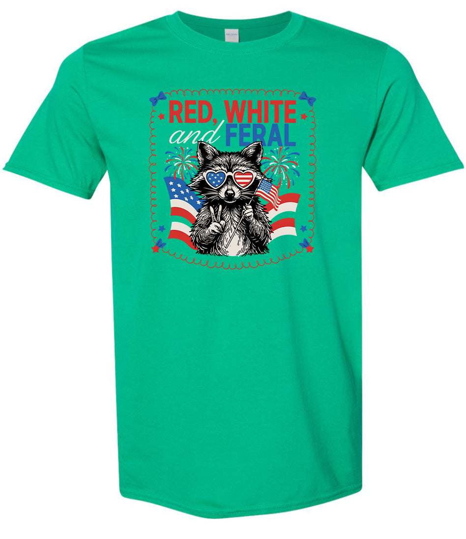 Red, White, Feral Adult Gildan Soft Shirt