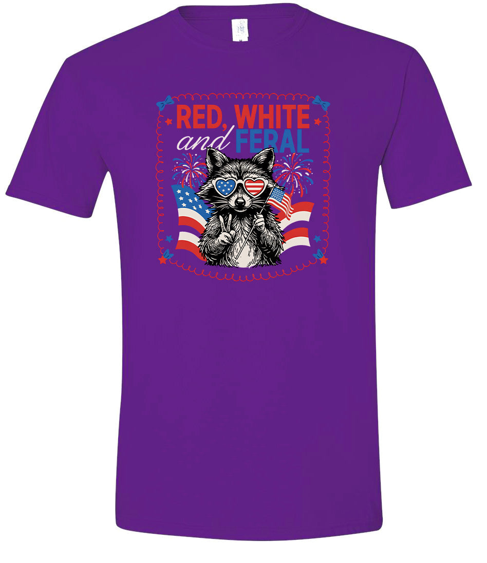 Red, White, Feral Adult Gildan Soft Shirt