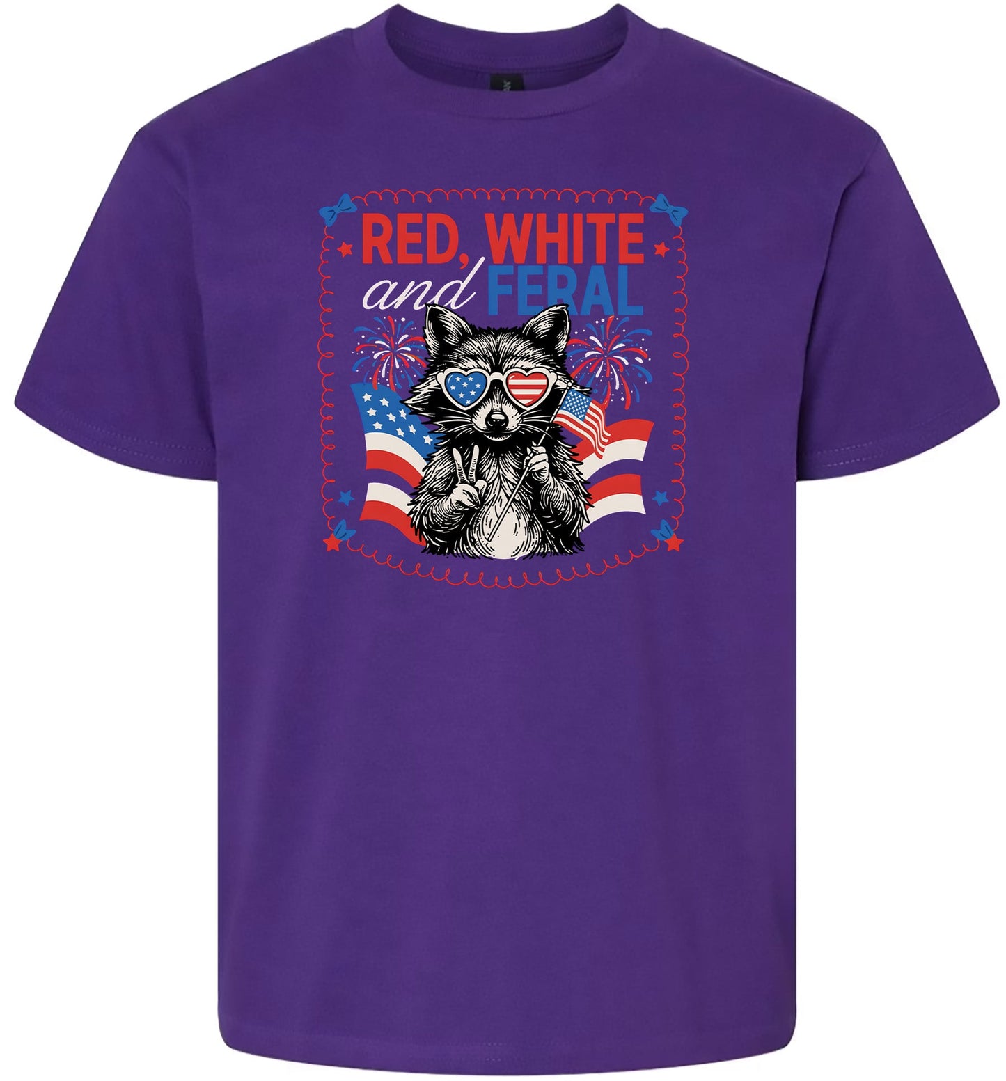 Red, White, Feral Children's Gildan Soft Shirt