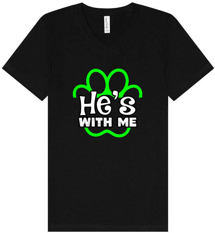 Neon Paws He's With Me Unisex V-Neck Shirt