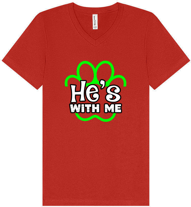 Neon Paws He's With Me Unisex V-Neck Shirt