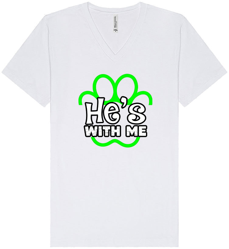 Neon Paws He's With Me Unisex V-Neck Shirt