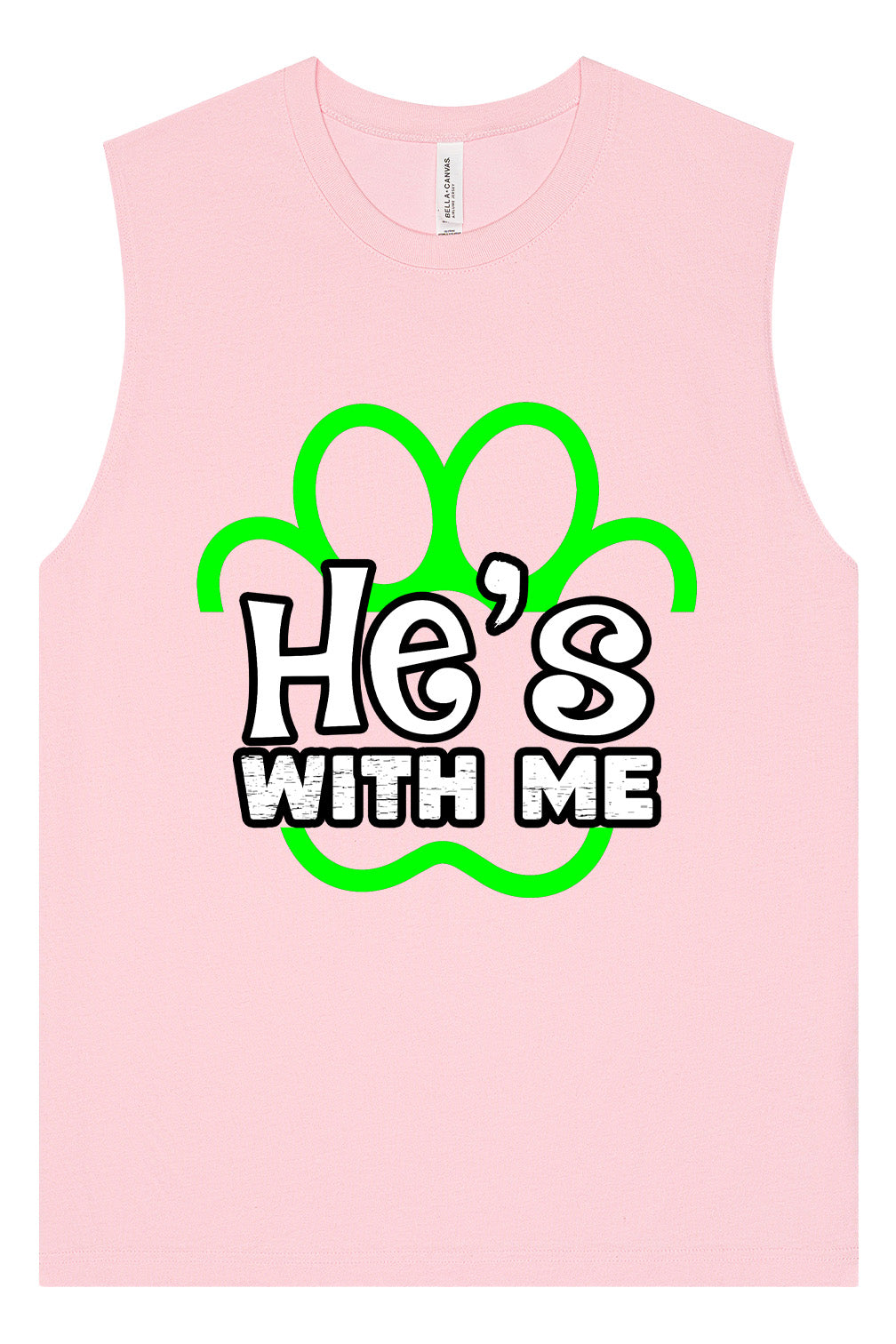 Neon Paws He's With Me Muscle Tank