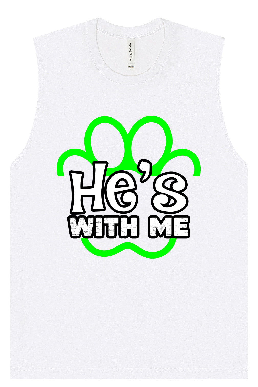 Neon Paws He's With Me Muscle Tank