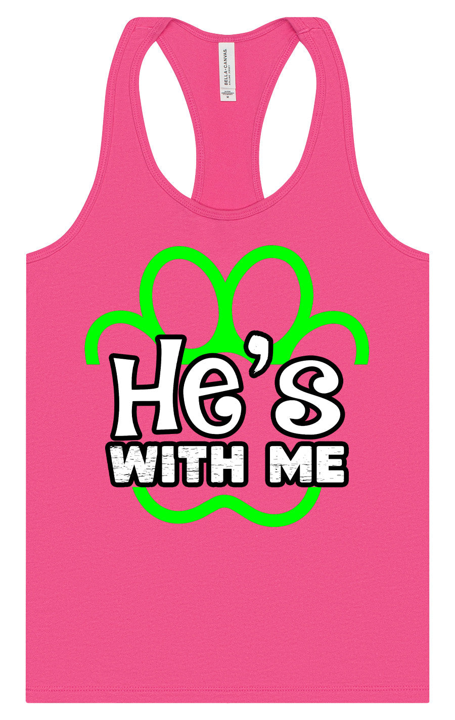Neon Paws He's With Me Women's Racerback Tank