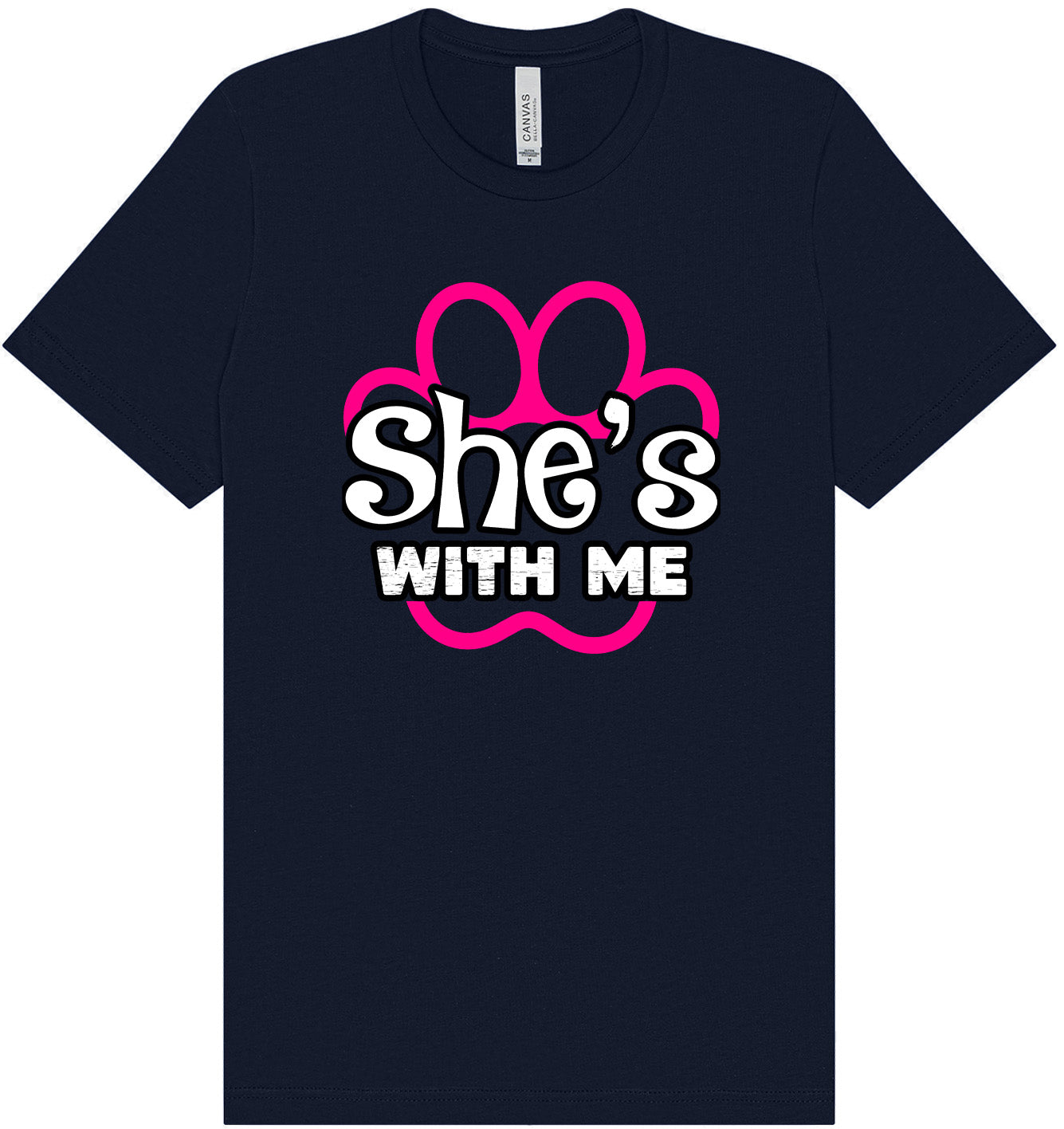 Neon Paws She's With Me Adult Bella Canvas Shirt