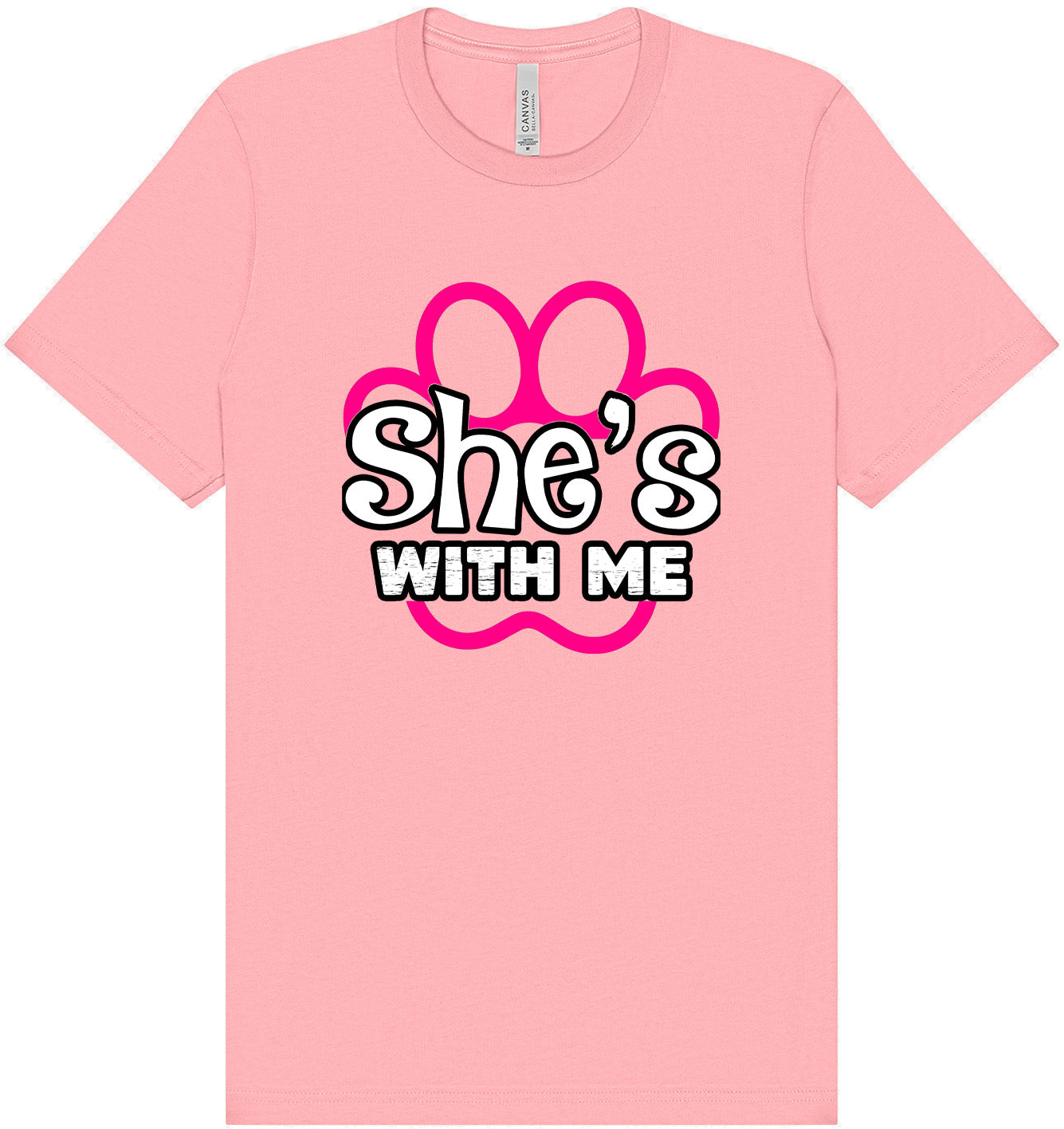 Neon Paws She's With Me Adult Bella Canvas Shirt