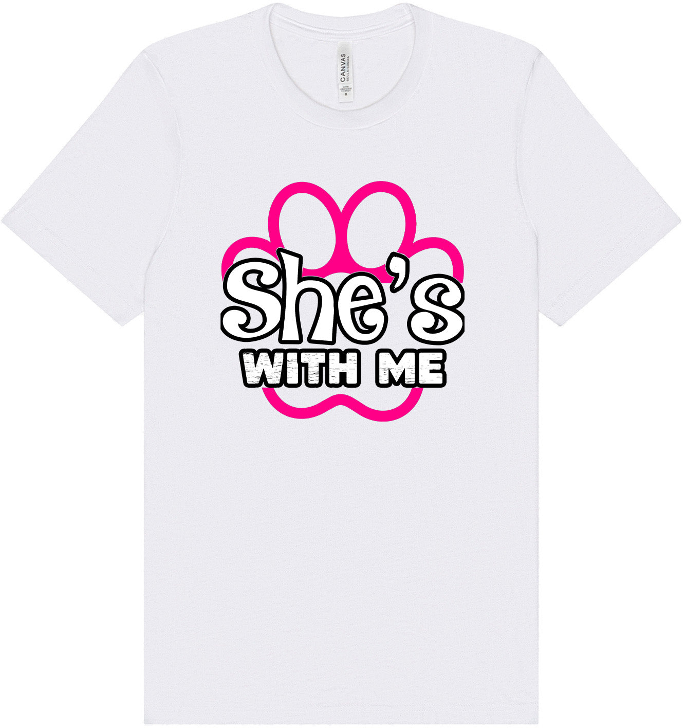 Neon Paws She's With Me Adult Bella Canvas Shirt