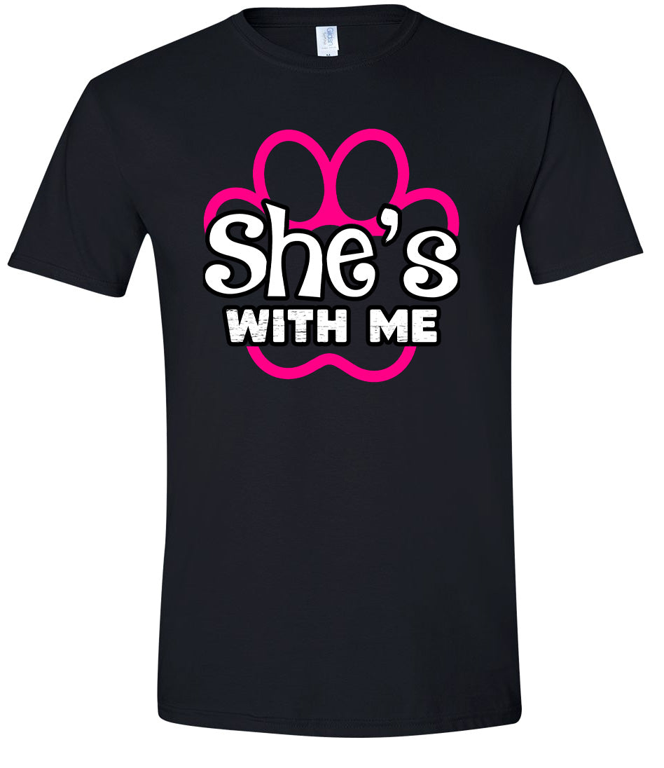 Neon Paws She's With Me Adult Gildan Soft Shirt