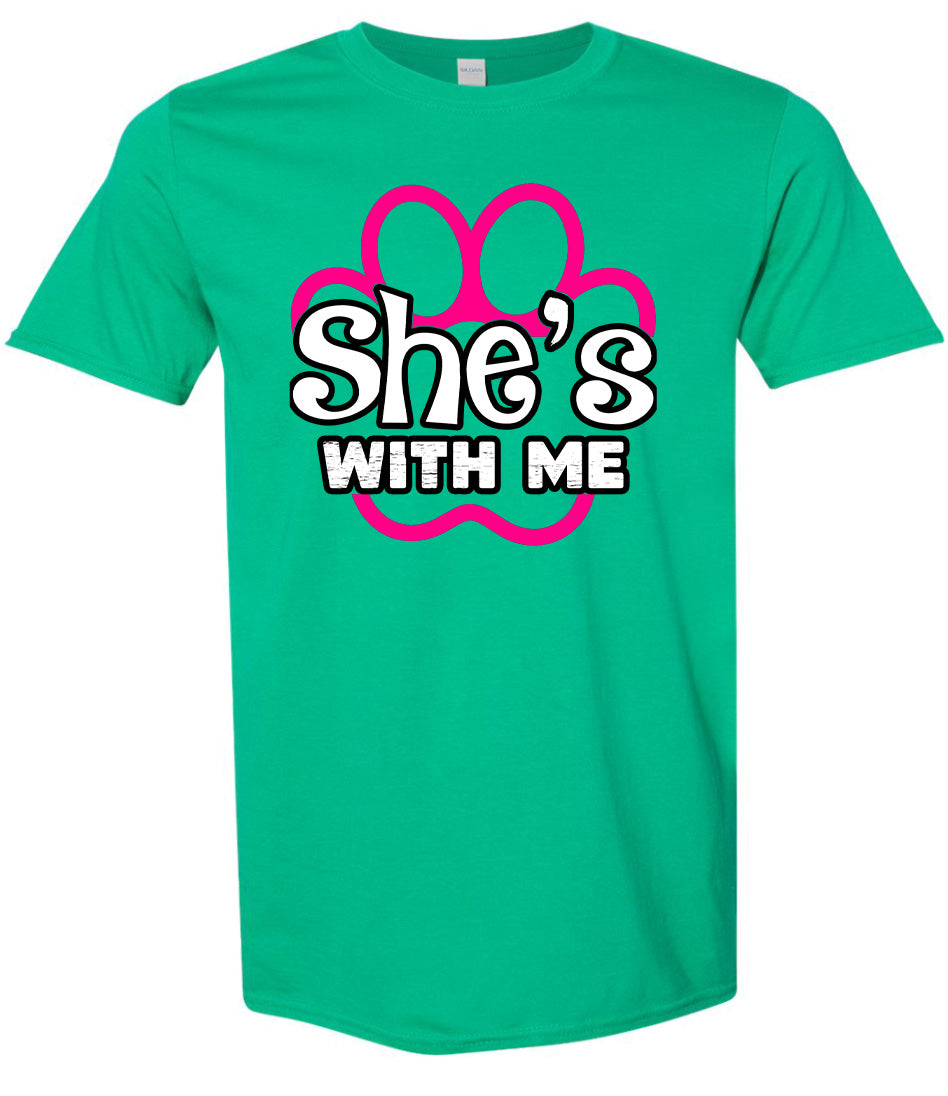 Neon Paws She's With Me Adult Gildan Soft Shirt