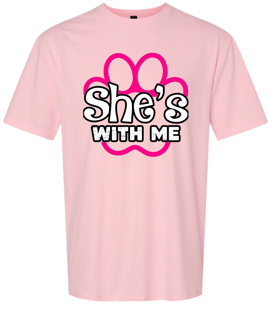 Neon Paws She's With Me Adult Gildan Soft Shirt