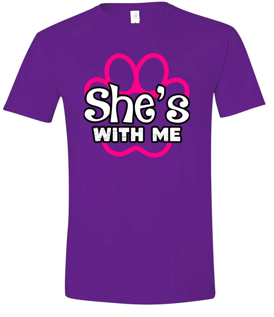 Neon Paws She's With Me Adult Gildan Soft Shirt
