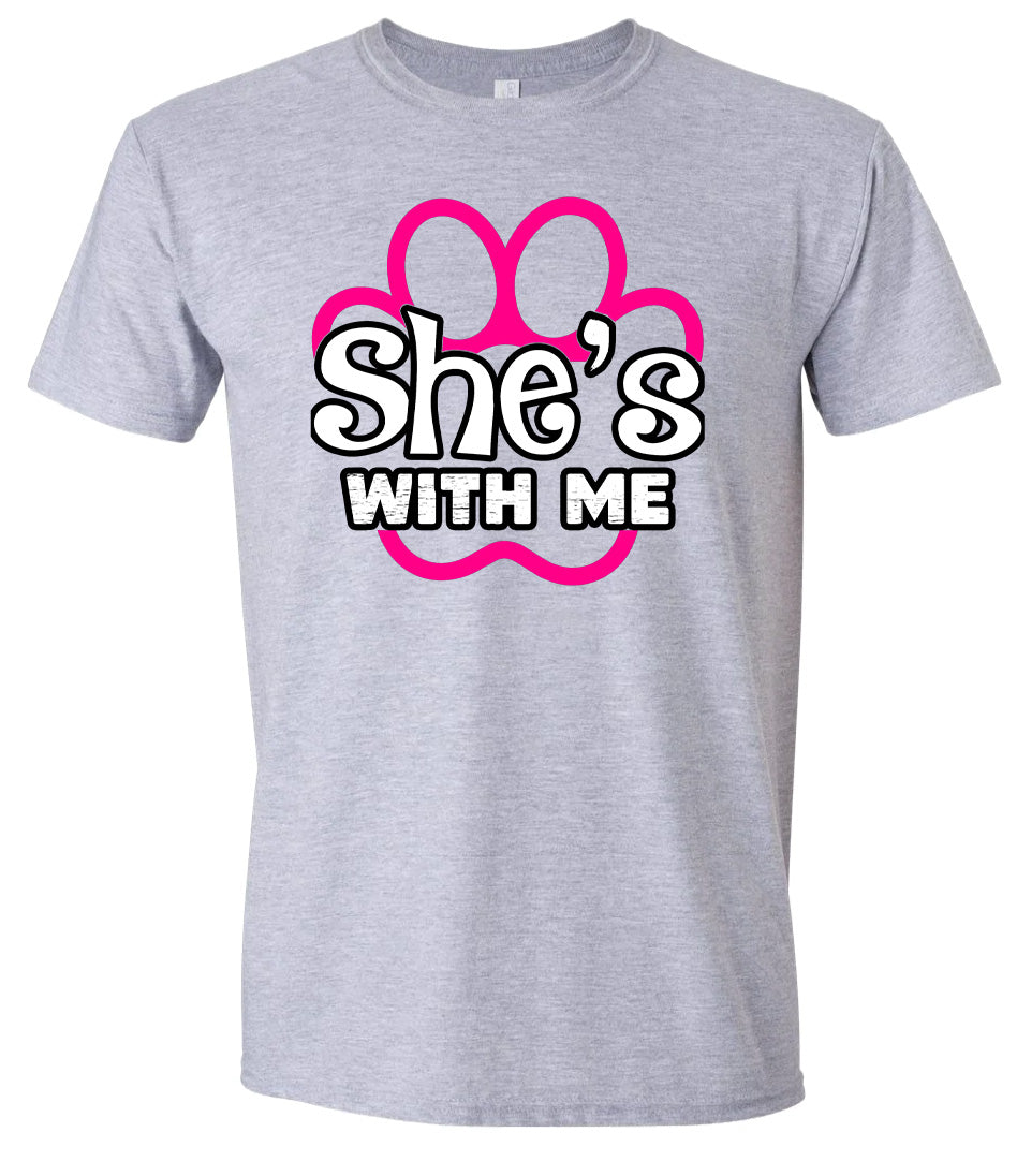 Neon Paws She's With Me Adult Gildan Soft Shirt