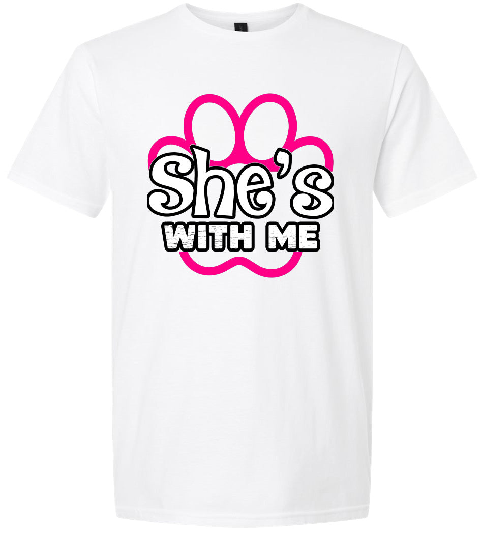 Neon Paws She's With Me Adult Gildan Soft Shirt
