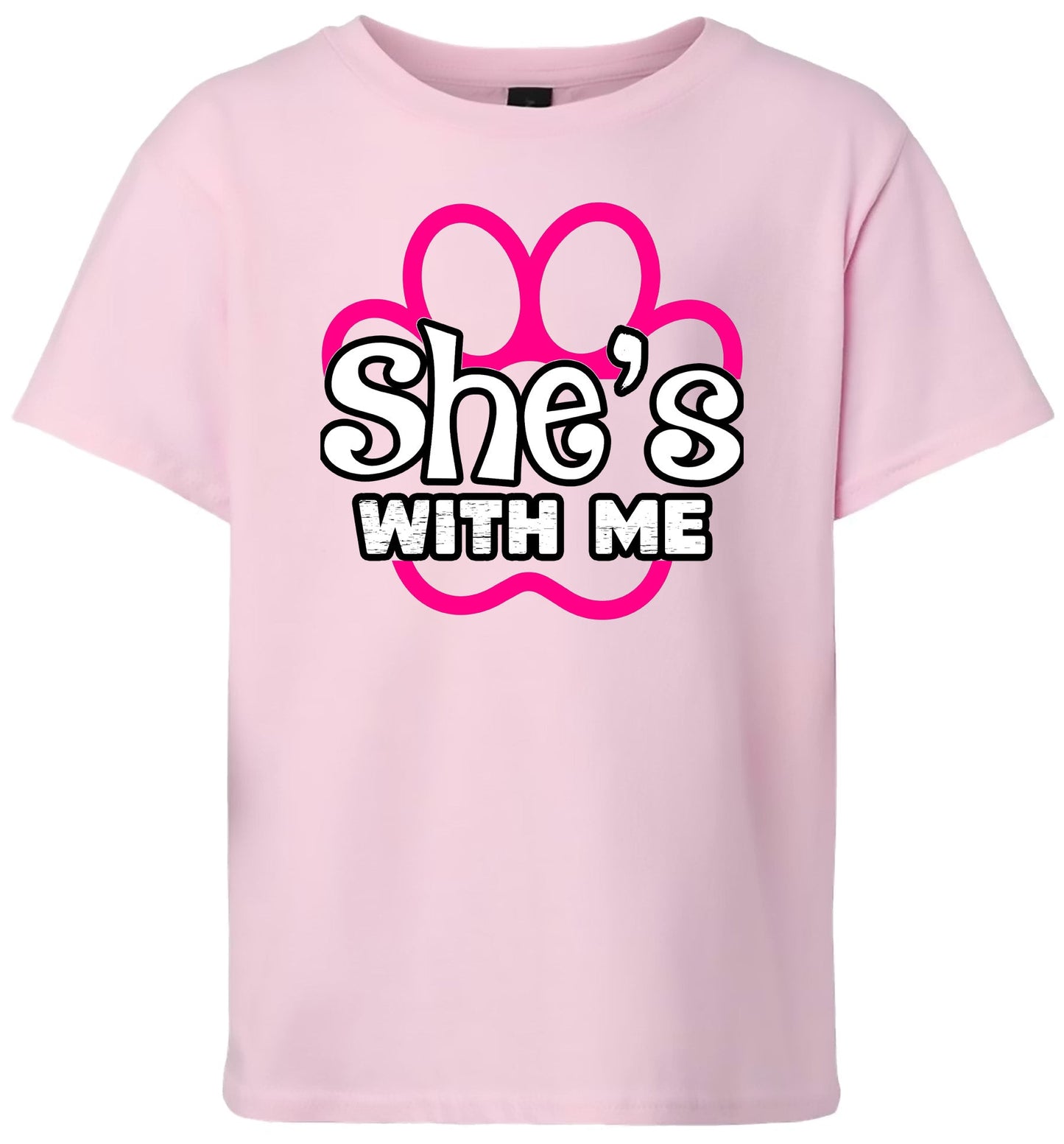 Neon Paws She's With Me Children's Gildan Soft Shirt