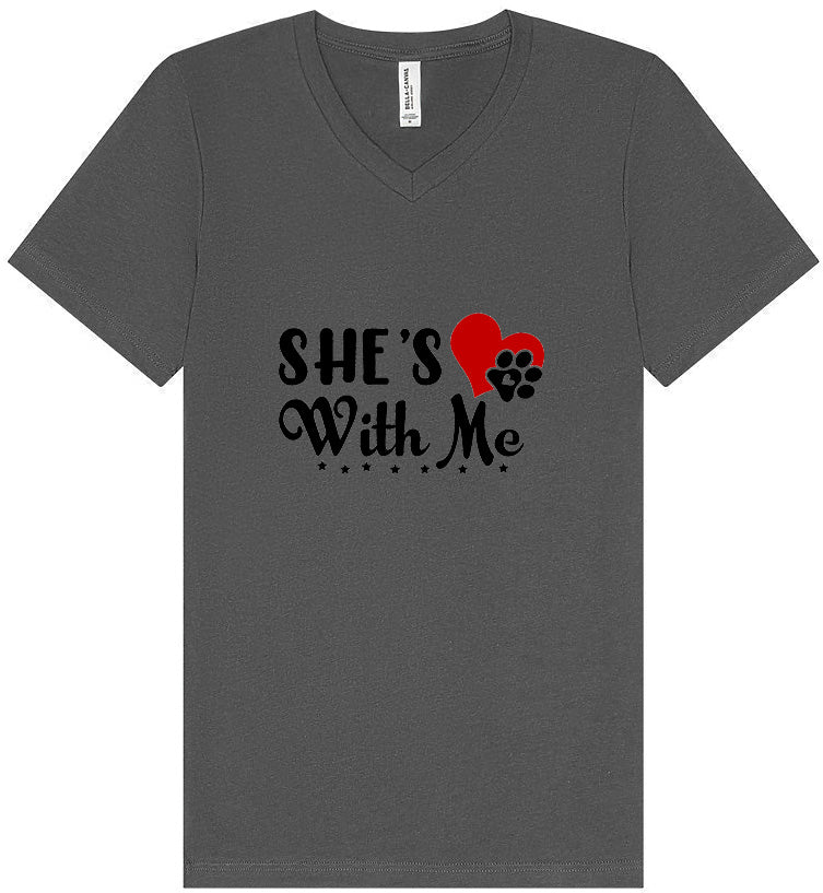 Cutesy She's With Me Unisex V-Neck Shirt