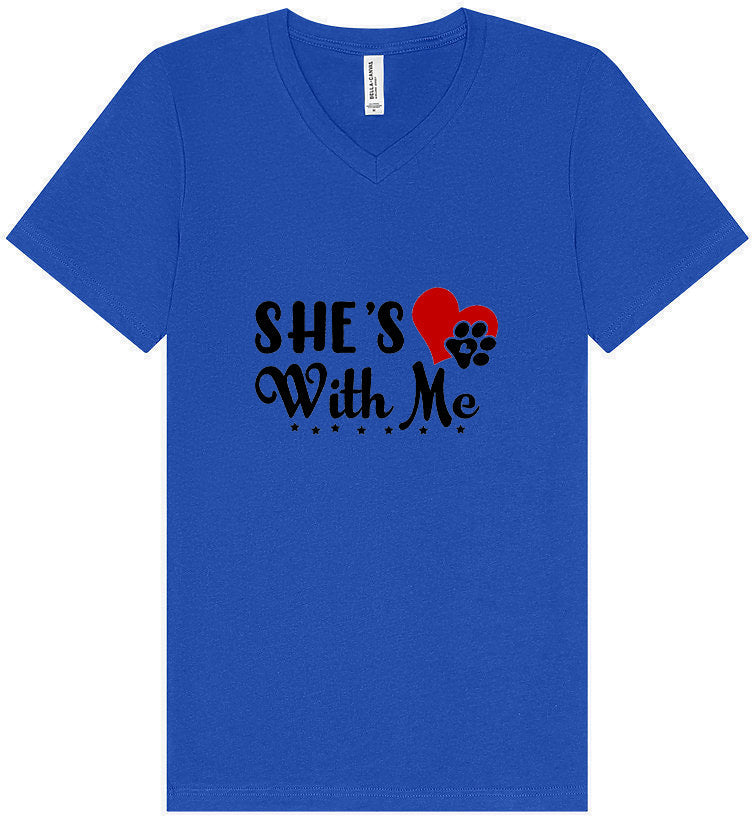 Cutesy She's With Me Unisex V-Neck Shirt