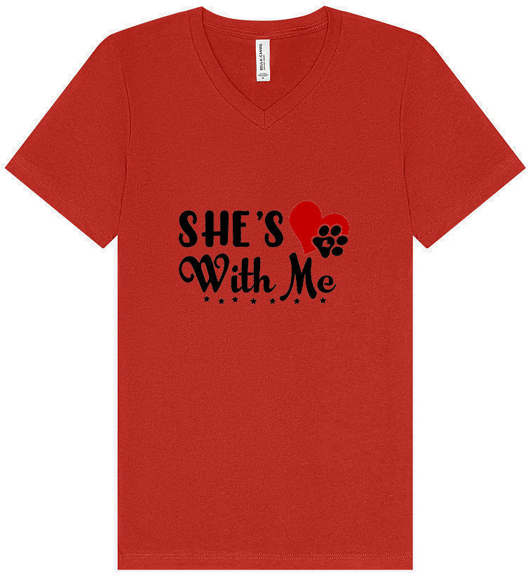 Cutesy She's With Me Unisex V-Neck Shirt
