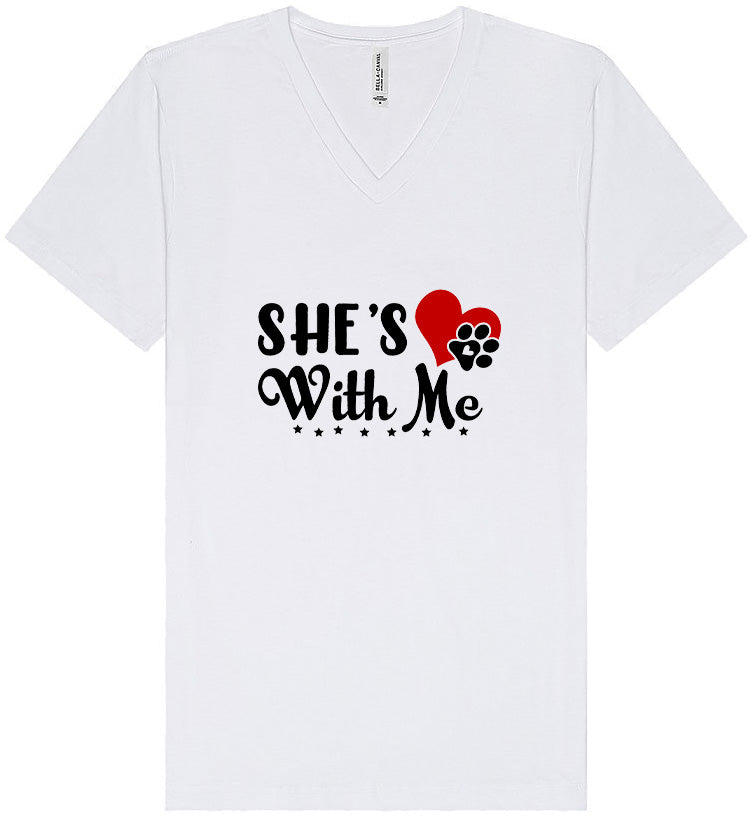 Cutesy She's With Me Unisex V-Neck Shirt