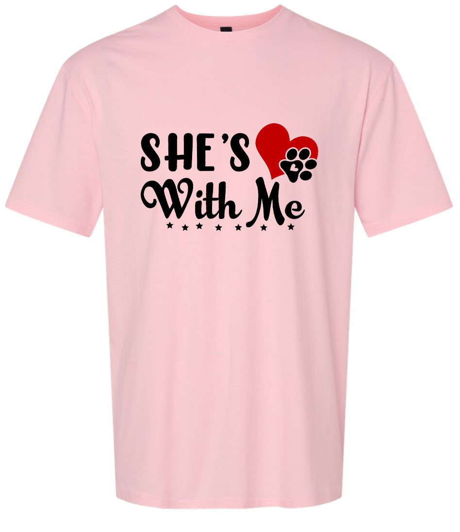 Cutesy She's With Me Adult Gildan Soft Shirt