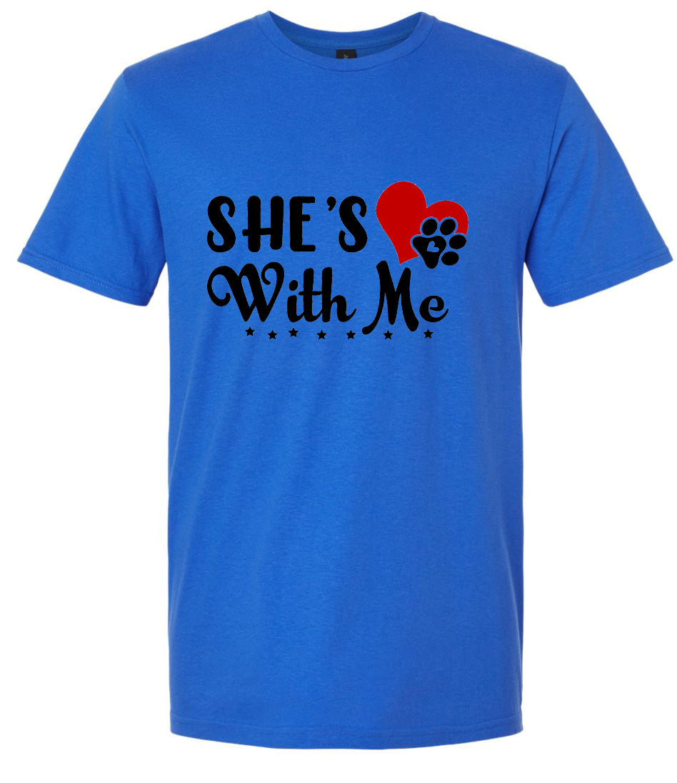 Cutesy She's With Me Adult Gildan Soft Shirt