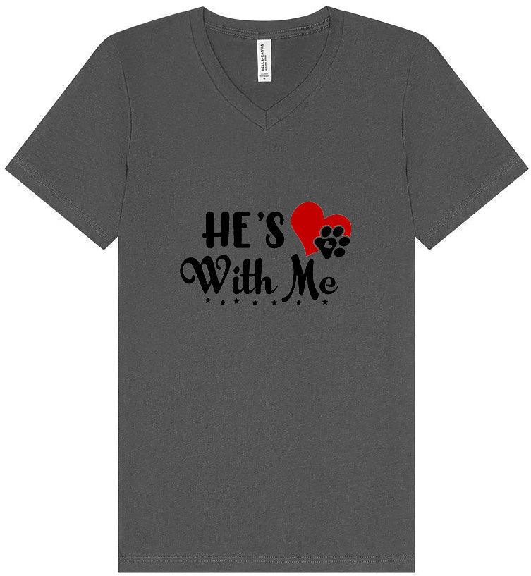 Cutesy He's With Me Unisex V-Neck Shirt