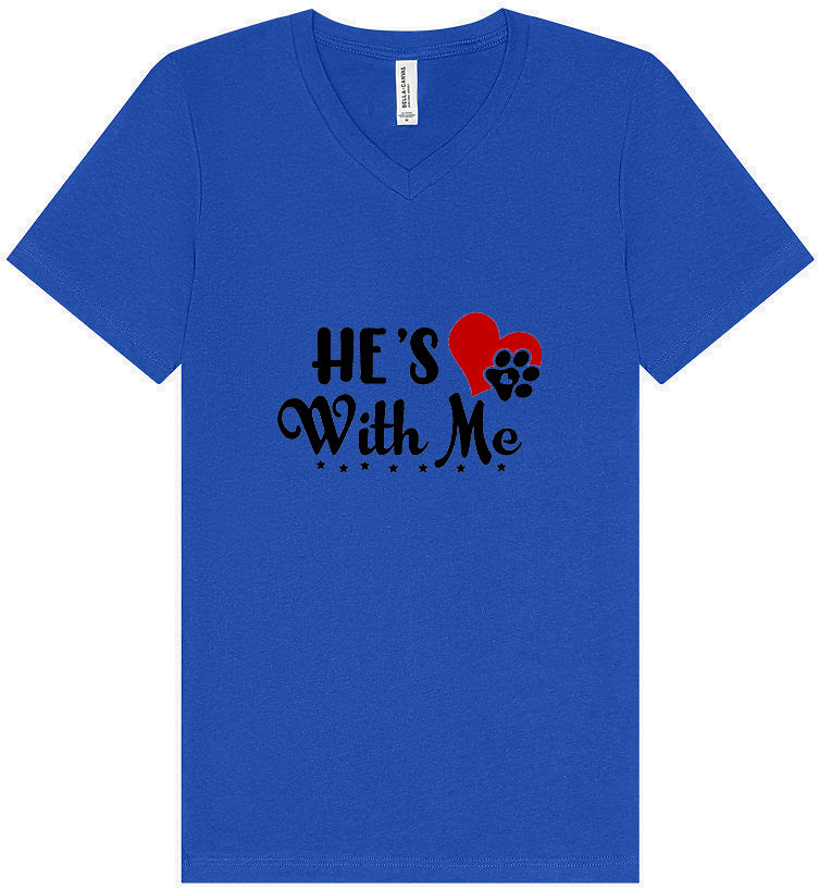 Cutesy He's With Me Unisex V-Neck Shirt